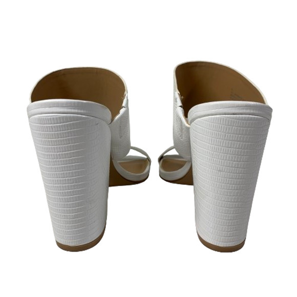 EXPRESS White Reptile Textured Block Heel Mules - Picture 9 of 12